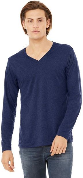 Bella + Canvas Adult Unisex 3.8oz 50% Poly, 25% Cotton, 25% Rayon Long-Sleeve V-Neck T-Shirt